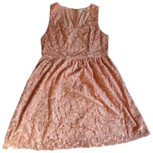 Ya Los Angeles Pink Floral Embroidered Fit & Flare Mini Dress Sz L